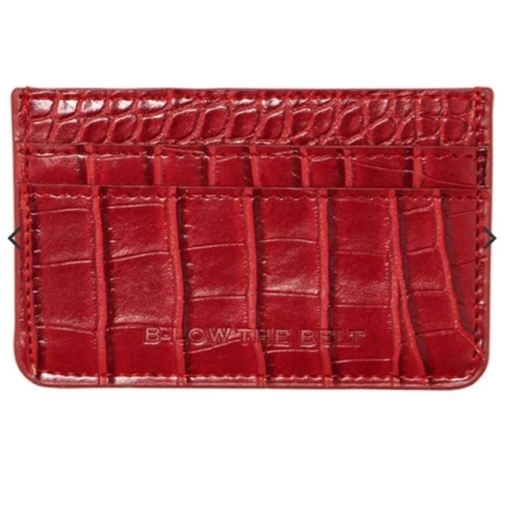 NWT B-Low‎ the Belt red vegan leather croc card case